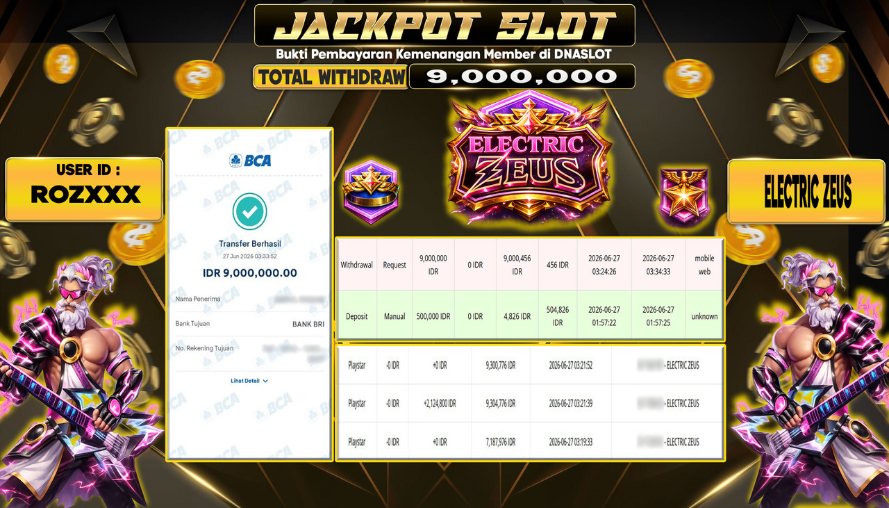 JACKPOT SLOT ELECTRIC ZEUS  27 JUNE 2026