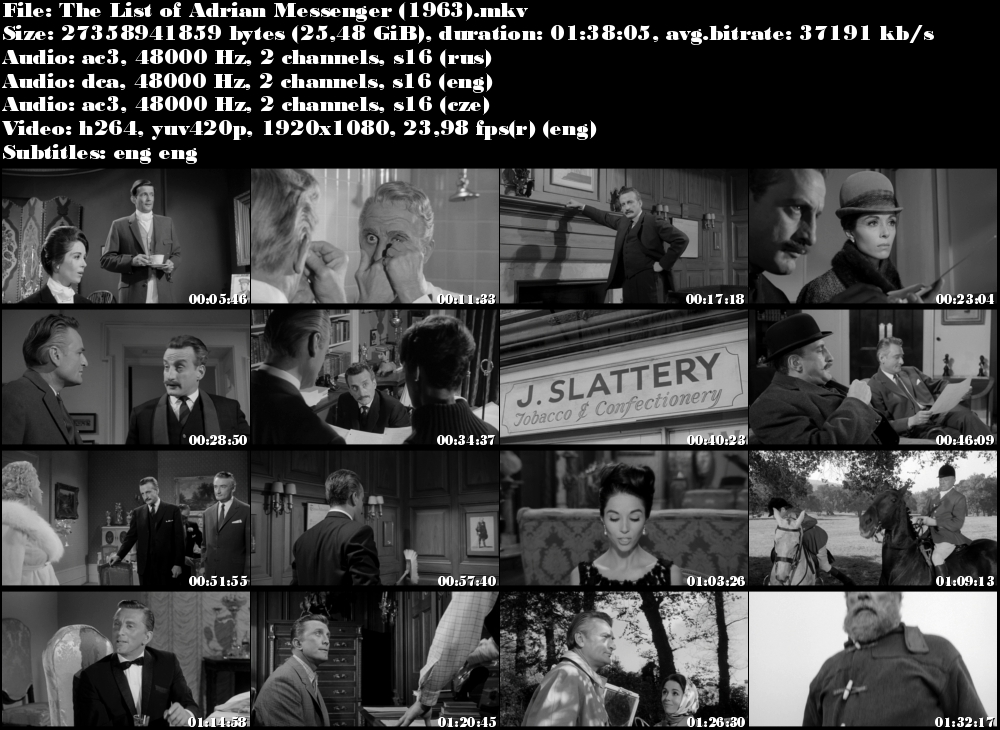 Seznam Adriana Messengera /  List of Adrian Messenger (1963)