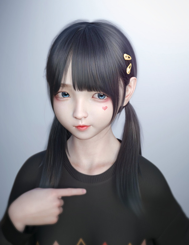 SU Cute Double Ponytail for Genesis 8 and 8.1 Females