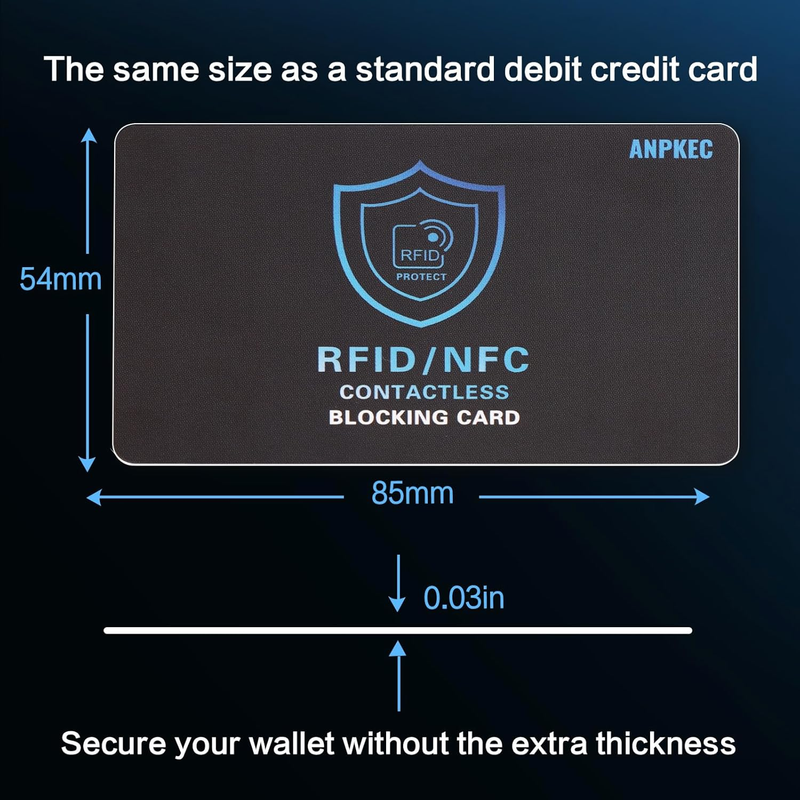 5 Pack RFID Blocking Card – Protects Entire Wallet, NFC Debit
