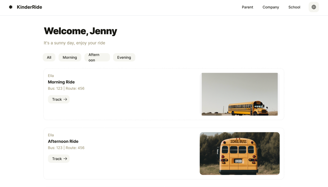 Kinder Ride feature 2 screenshot - Web project