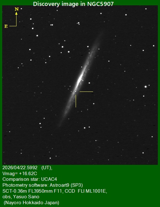 descubrimiento Supernova SN 2026kid en NGC 5907