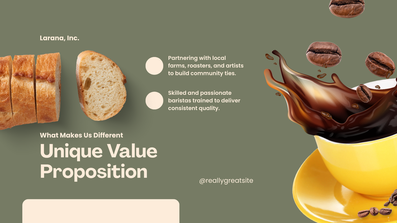 Brown White and Green Modern Coffee Pitch Deck Presentation