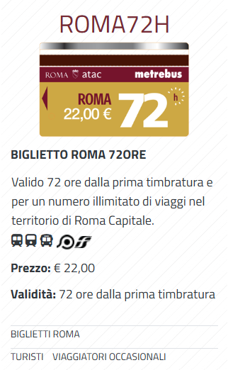 Rentabilidad abono 72 horas alojamiento Roma Trastevere - Transporte publico Roma - Metro - Bonos Transportes  Tarifas - Foro Italia