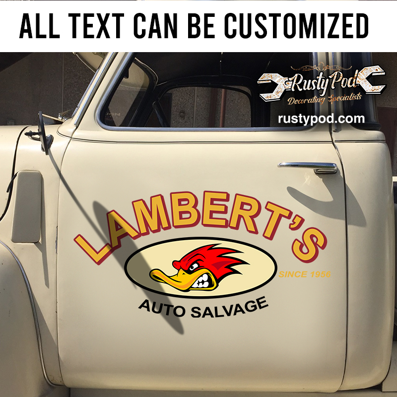Personalized hot rod bird auto salvage lettering vinyl sticker 10869 ...
