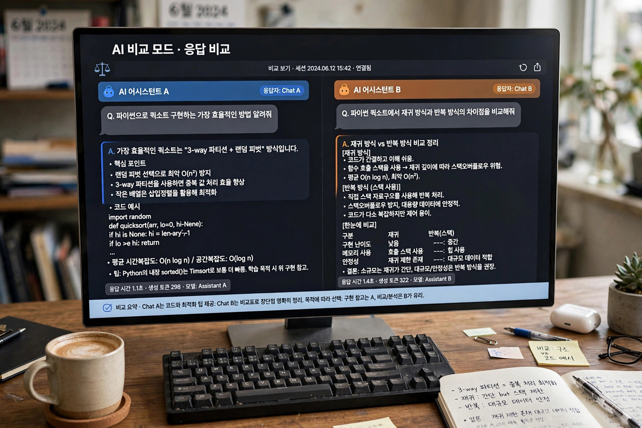 AI 서비스 비교 화면