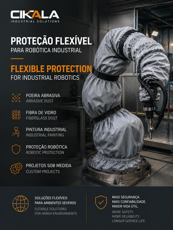 Visual piece about industrial robotics, protection, and productivity in industry