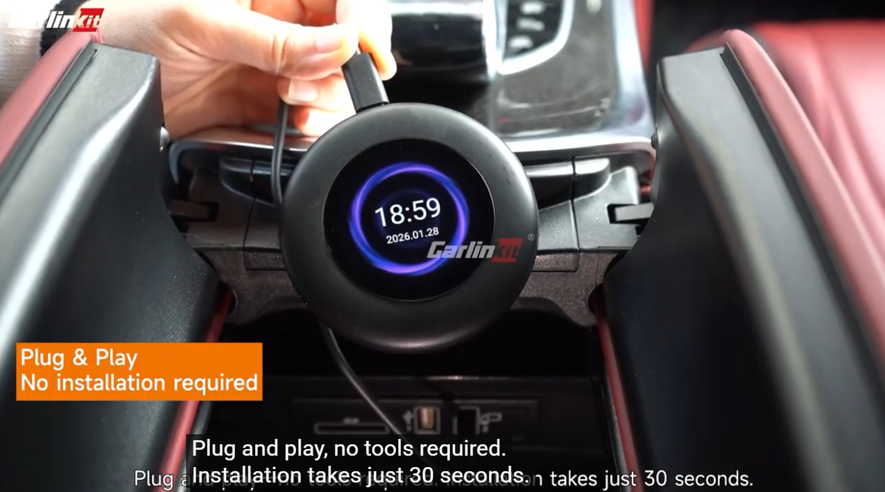Werkseitiges kabelloses CarPlay an der Head-Unit durch Carlinkit Ultra freigeschaltet