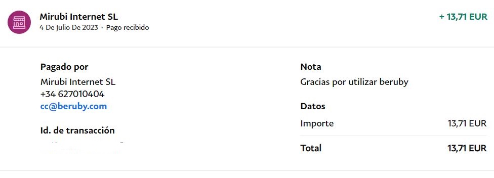 111º Pago de Beruby de 13.71 Euros Beruby111-Pago040723