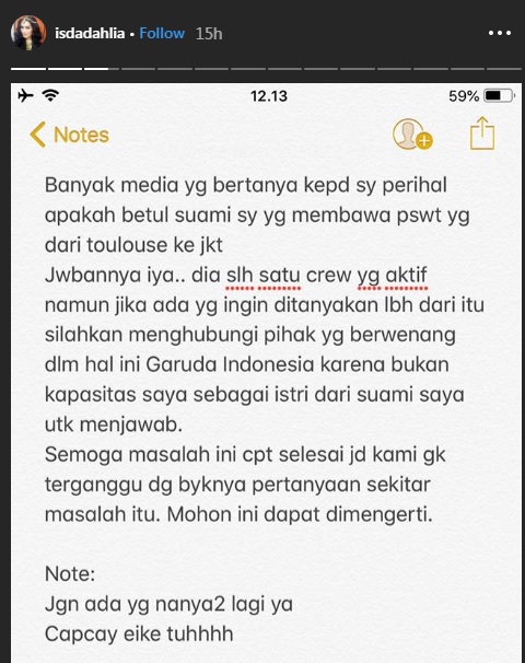 Klarifikasi Iis Dahlia
