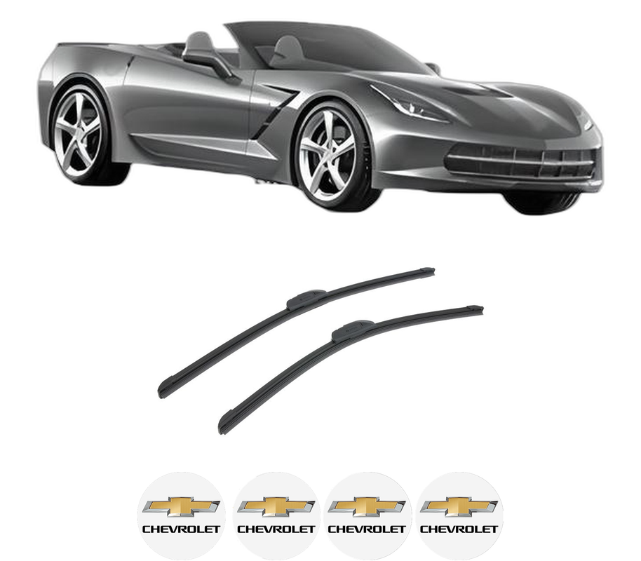 Set stergatoare auto CHEVROLET CORVETTE Convertible (C7) din 2014-2019, pentru parbriz auto, 2 bucati, Bosch Aerotwin Retrofit, din cauciuc siliconat rezistent, 4 Stickere Auto CHEVROLET