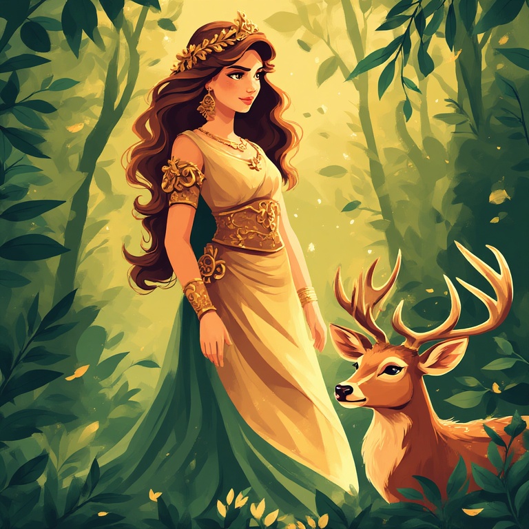 Goddess-Diana-with-a-Stag-illu-1