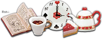 Book, tea, clock, cake, and teapot divider; all from a Wonderland toy playset