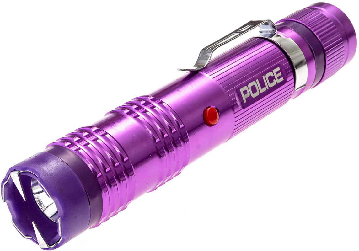 POLICE METAL Stun Gun Rechargeable LED Flashlight M12 Purple eBay