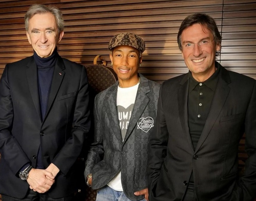 Pharrell With Bernard Arnault & Pietro Beccari