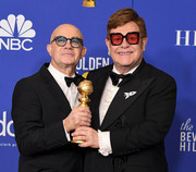 77th Golden Globe Awards Bernie-taupin-and-elton-john-pose-in-the-press-room-during-news