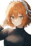 depth of field, 1girl, ishmael (limbus company), short hair, orange hair, {{gree s-2312582561