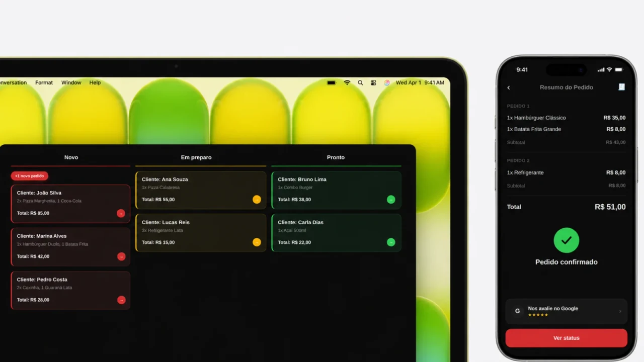 Pedido em tempo real — do celular ao painel de gestão da Antroamérica