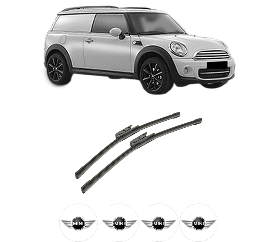 Set stergatoare auto MINI MINI CLUBVAN (R55) din 2012-2014, pentru parbriz auto, 2 bucati, Bosch Aerotwin, din cauciuc siliconat rezistent, 4 Stickere Auto MINI