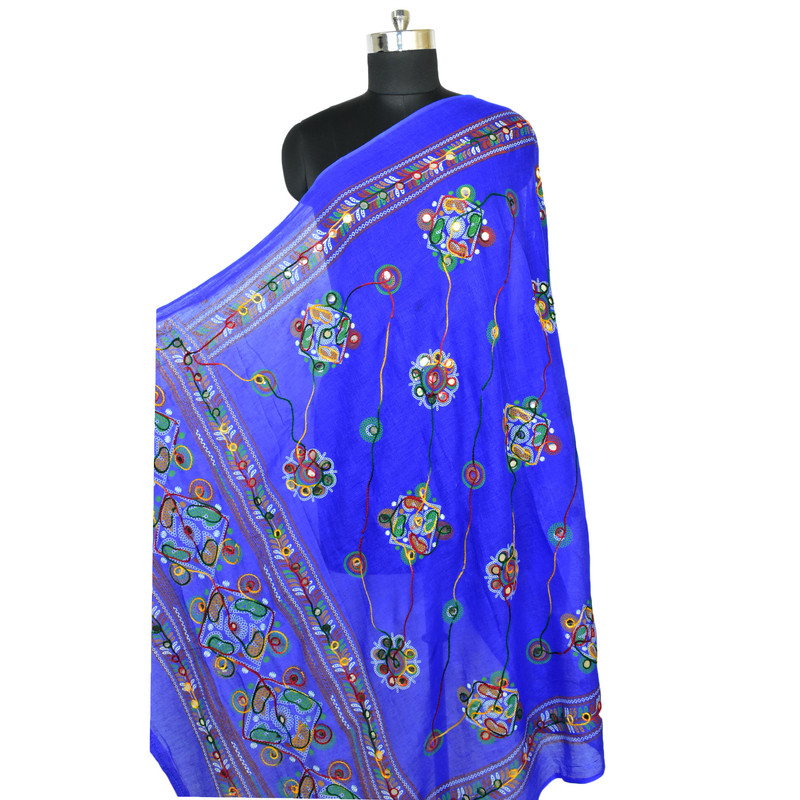 Women's Cotton Dupatta Wrap Stole Mirror Work Embroidery Ethinic Scarves Chunni - Picture 96 of 103