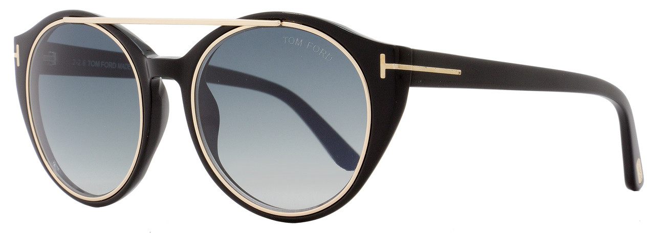 New Tom Ford TF383 01W Gold Black Round Gray Gradient 52mm 