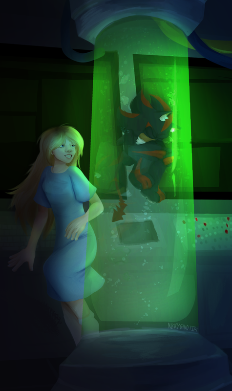 A painting of Shadow and Maria in the ARK Lab
