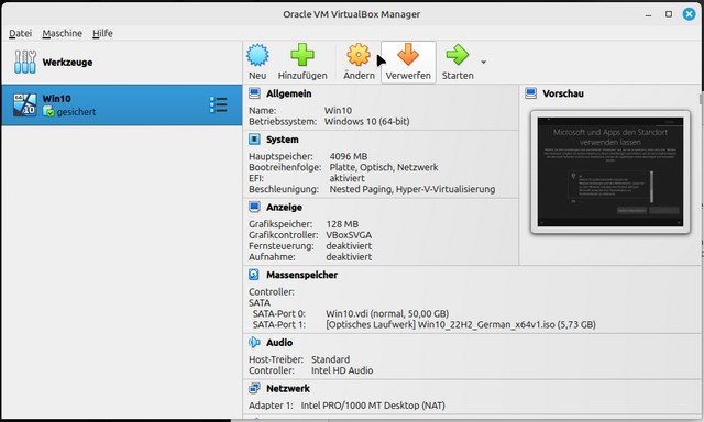Virtualbox unter Mint