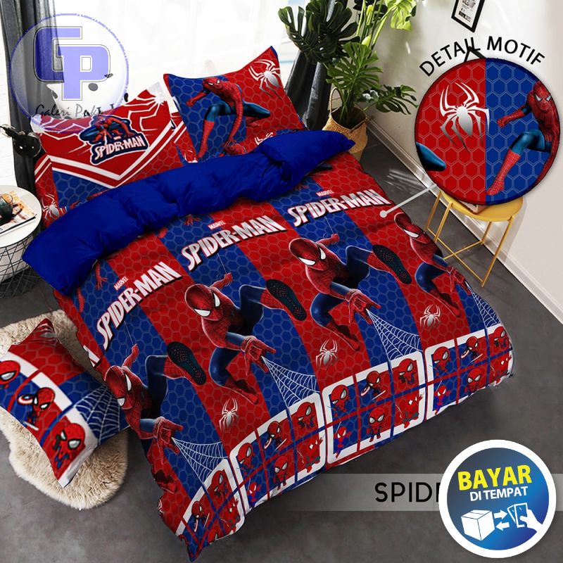 Sprei Karakter Spiderman Bahan Lembut size 180 x 200