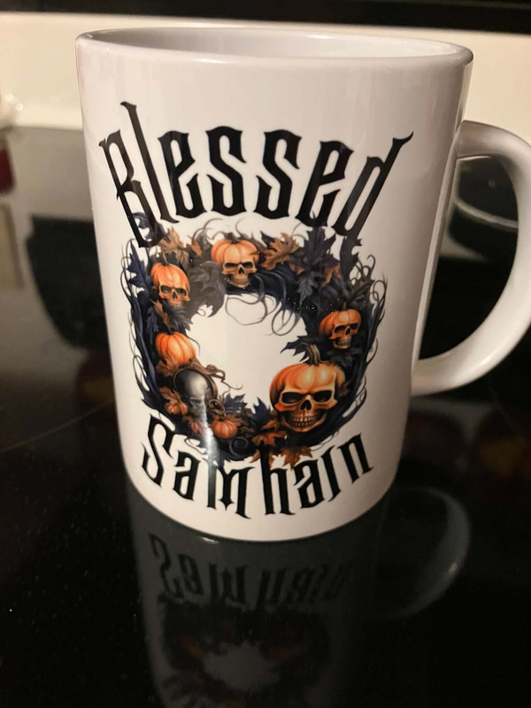 handcrafted sublimated 15 oz Samhain mug