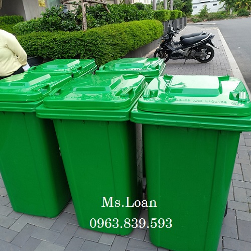 Toàn quốc - Bán thùng rác y tế 240l màu xanh lá, cam, vàng - thùng phân loại rác 240l rẻ / 0963.839.593 ms.loan Thung-rac-240l-mau-xanh