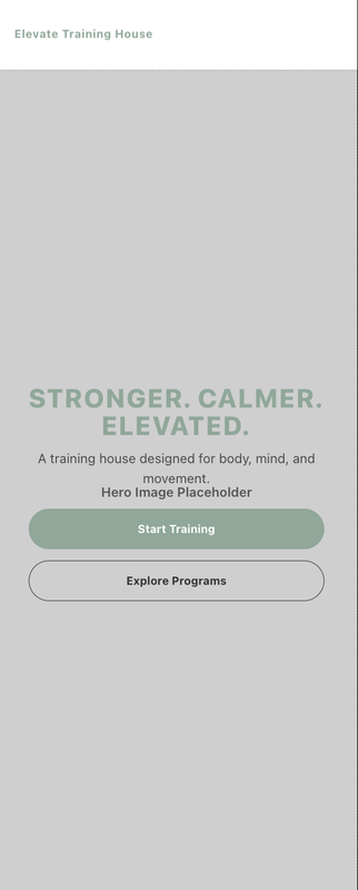 Elevate Training House mobile view