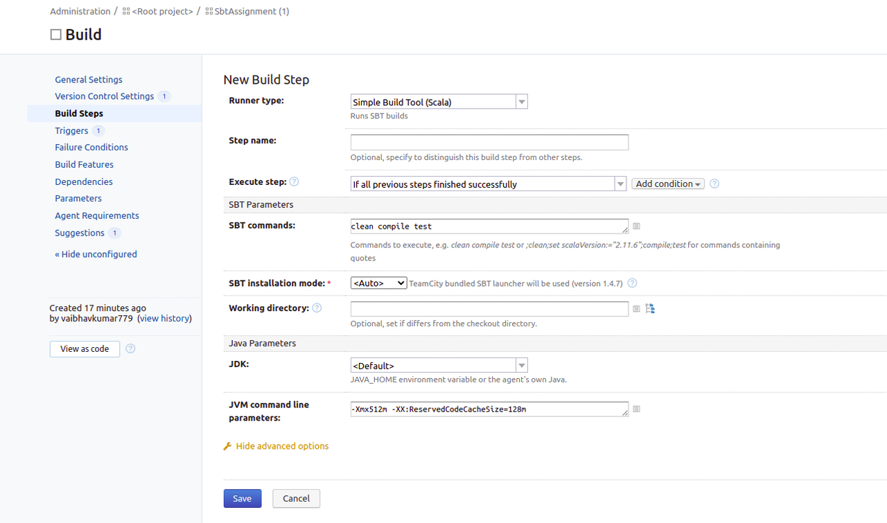 Build Steps Settings