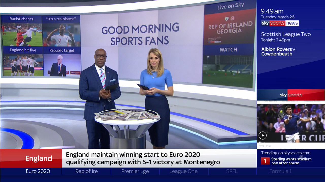 26 March - 09.00.00 - Good Morning Sports Fans. Round-up of the 