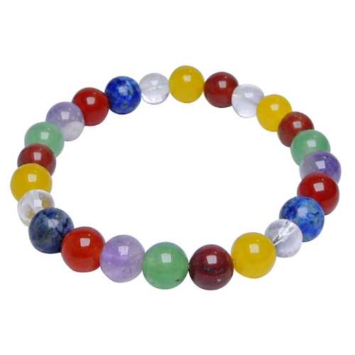 Avika Energized Seven Chakra Beads with Clear Quartz Bracelet