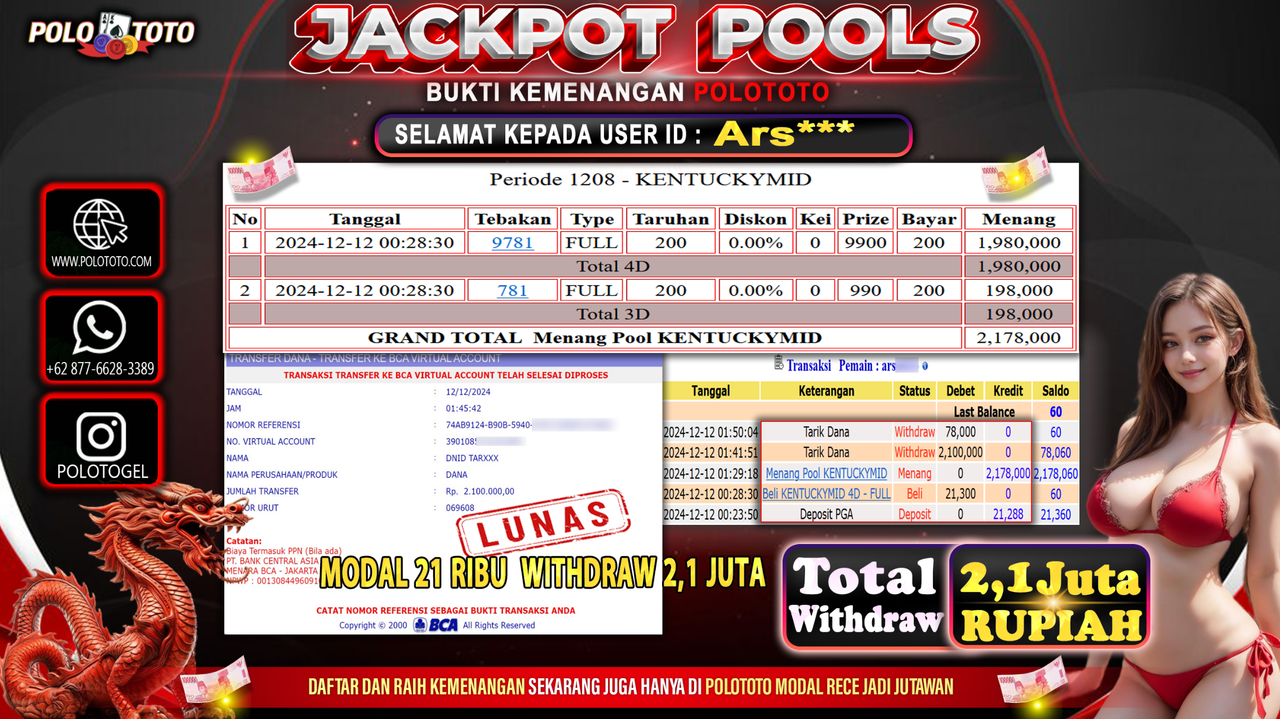 POLOTOTO JACKPOT TOGEL PASARAN KENTUCKYMID Rp.2,100.000,-