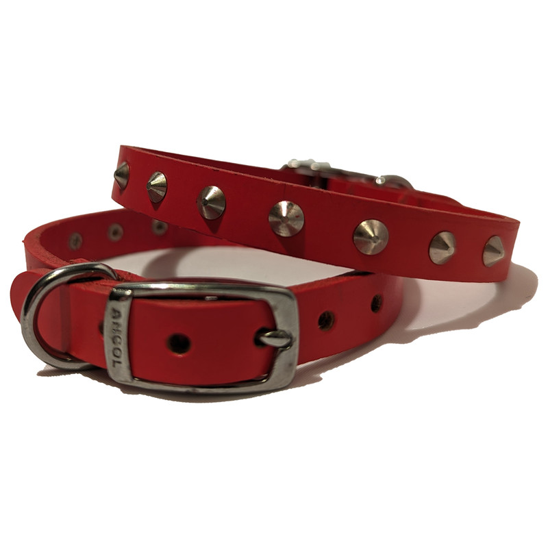 Ancol Heritage Studded Leather Dog Collar - Red