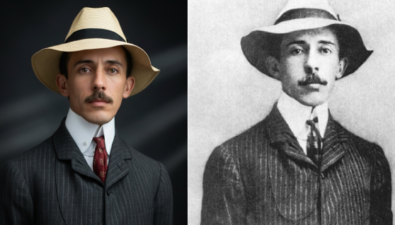 Exemplo de foto restaurada mostrando antes e depois