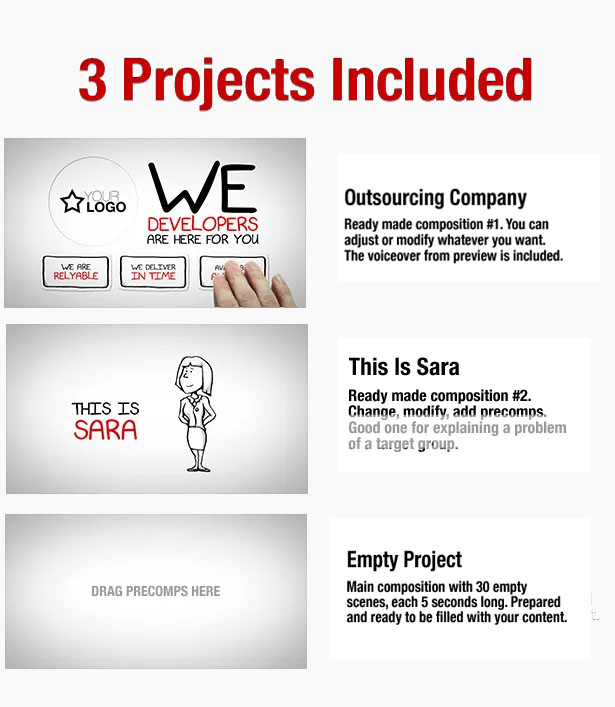 white de board animation history Proyect whiteboard pack make your own story after effects templates