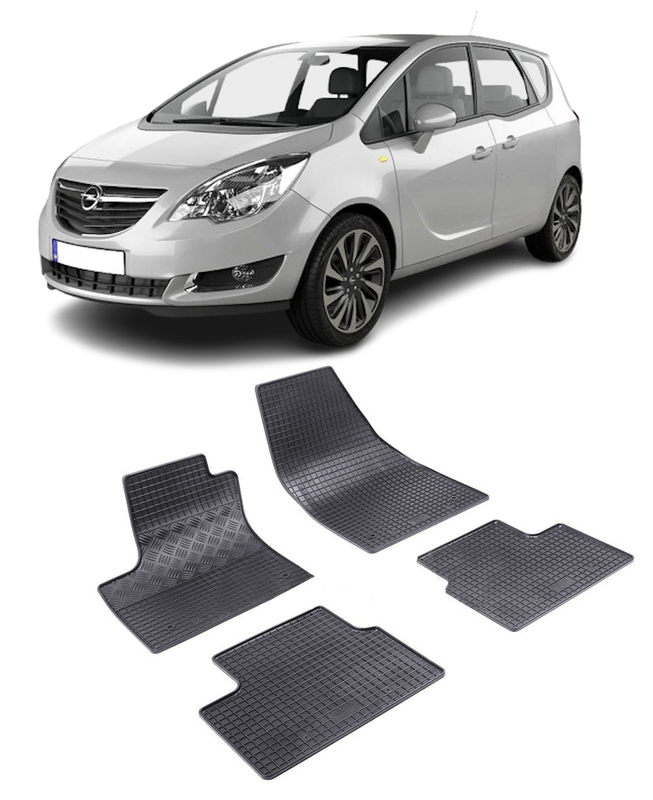 Set 4 covorase Opel Meriva 2010-2017, din cauciuc 100%, compatibile cu autoturismul OPEL Meriva