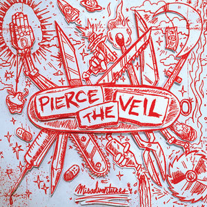Red ink doodles of knives, bombs, spaceships, saws, drugs, and other dangerous materials on a white paper background