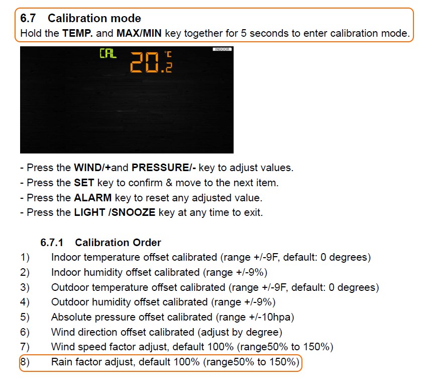 How to calibrate a weather station rainfall guage