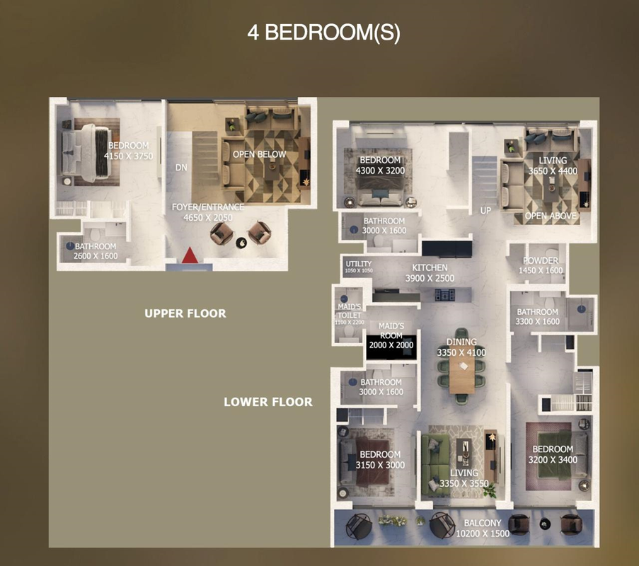 Detailed keyplan layout for the Sobha One - Tower C 4-BR duplex residence showing apartment positioning and building configuration within the development presented as a Distress Deal opportunity