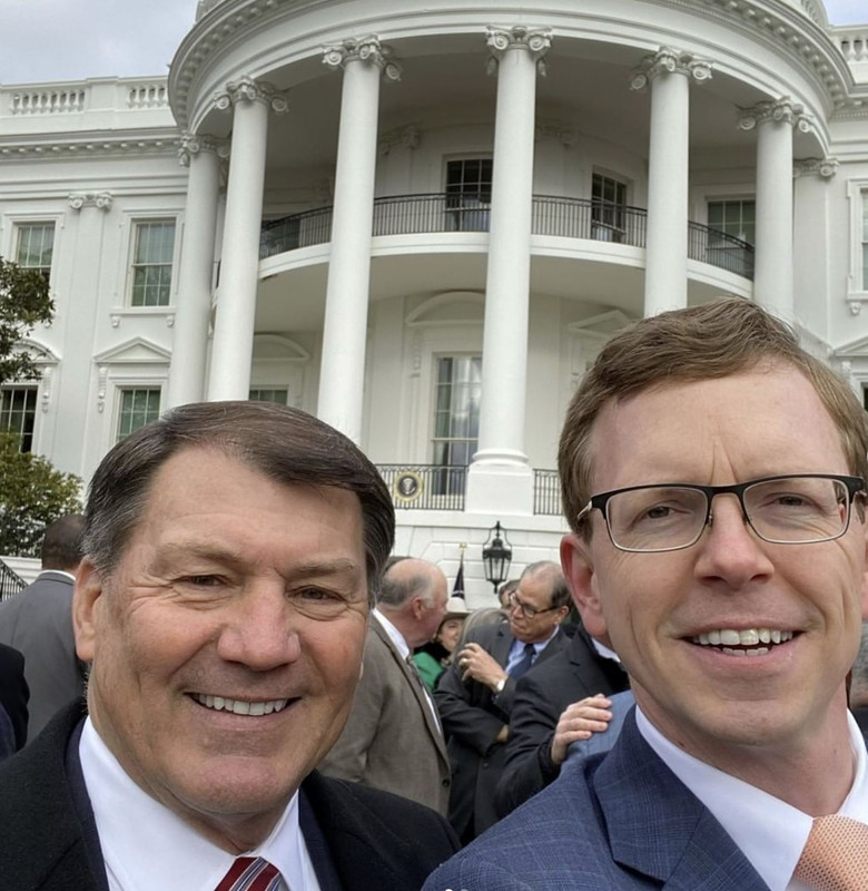 Mike Rounds with representative Dusty Johnson at the White House for the signing of the USMCA