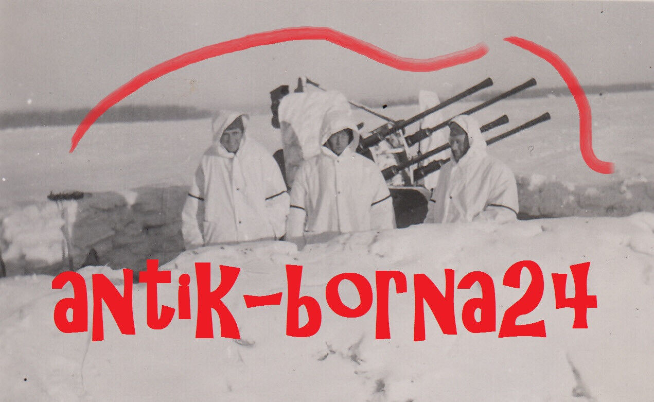 Foto WH Flak Flakartillerie 2. PD Vierling Panzerplatte Camo Tarn Rußland