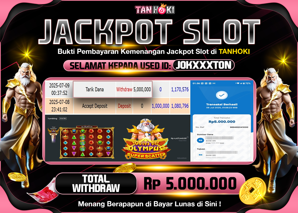 TANHOKI JACKPOT SLOT GATES OF OLYMPUS SUPER SCATTER Rp.5.000.000,- LUNAS