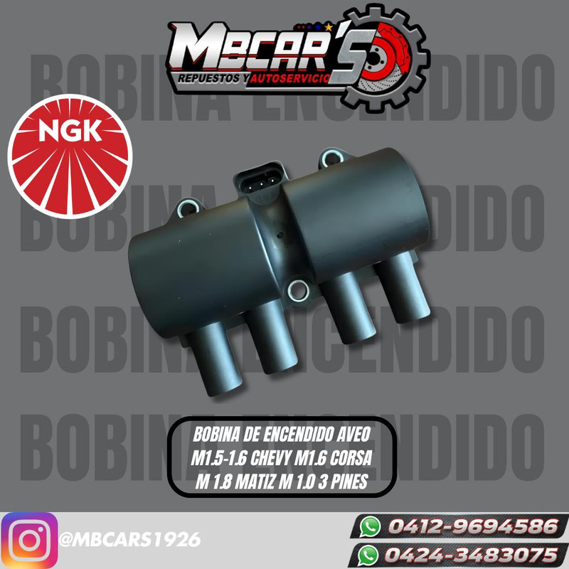 BOBINA DE ENCENDIDO AVEO M1.5-1.6 CHEVY M1.6 CORSA M1.8 MATIZ M1.0  3 PINES 