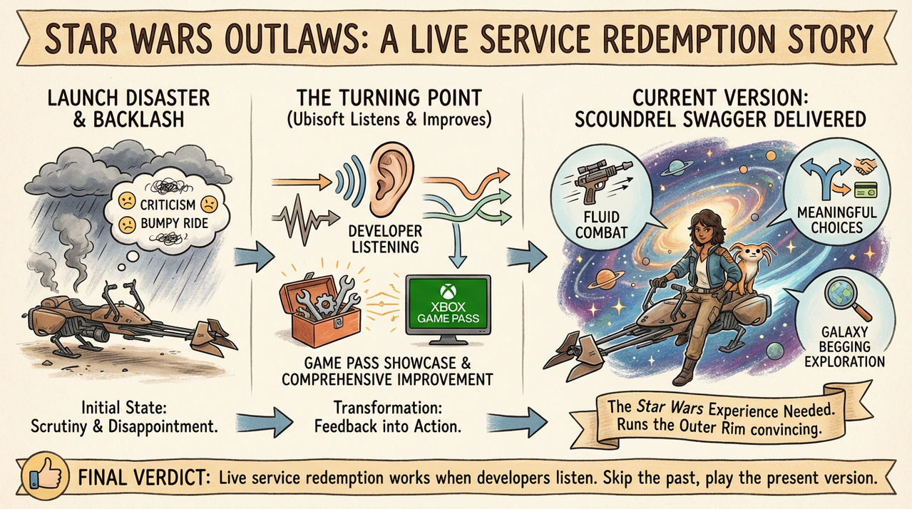Starfighter speeding through space with vibrant nebulae