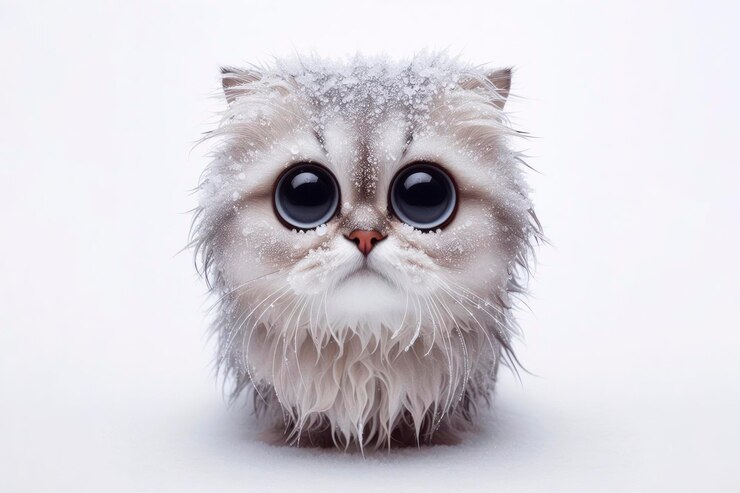 portrait-frozen-cute-cat-with-bulging-bi