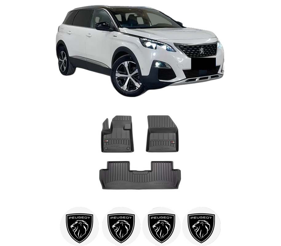 Set covorase presuri PEUGEOT 5008 II | T87 din 2015-2019, auto, din cauciuc thermoplastic, 4 Stickere auto cu PEUGEOT
