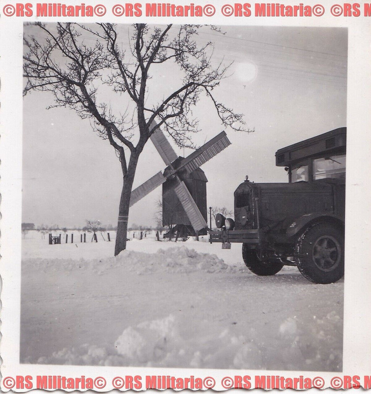 Windmühle windmill im Schnee   Feldpost LKW